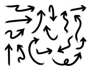 set of calligraphy arrows