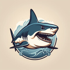 Fototapeta premium simple logo using a shark illustration