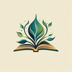 simple logo using book and leaf illustrations