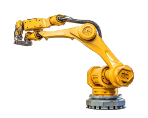 Robotic arms yellow effect isolated on white background.