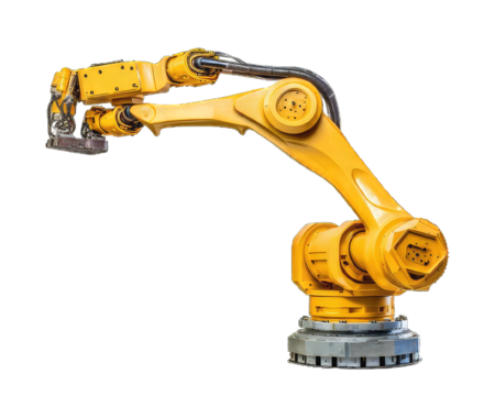 Robotic arms yellow effect isolated on white background.