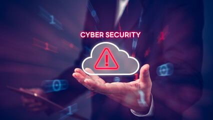 Cyber Security Warning Cloud protection, privacy, network system service password and software...