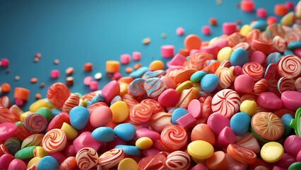 Fototapeta na wymiar 3D candy shape background, sweet treats, confectionery