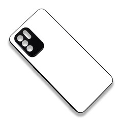 Blank mobile phone case on white background for mockup. Custom and personalized phone case, Black edge sublimation phone case