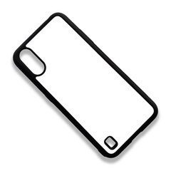 Blank mobile phone case on white background for mockup. Custom and personalized phone case, Black edge sublimation phone case - obrazy, fototapety, plakaty