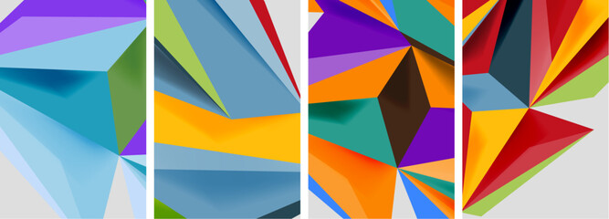 Set of mosaic triangle pattern abstract posters. Vector illustration For Wallpaper, Banner, Background, Card, Book Illustration, landing page