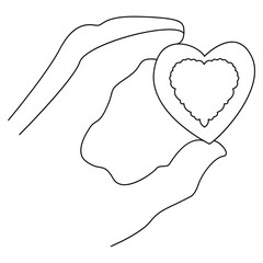  Continuous one line drawing of love shape in hand vector art illustration 