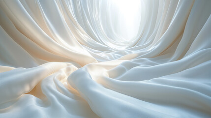 Fototapeta premium A long tunnel of silk fabric.