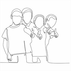 continuous picture of four boys giving thumbs up