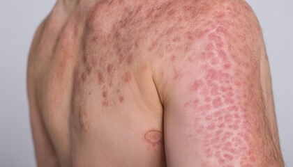 A man with skin condition on his back