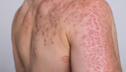 A man with skin condition on his back