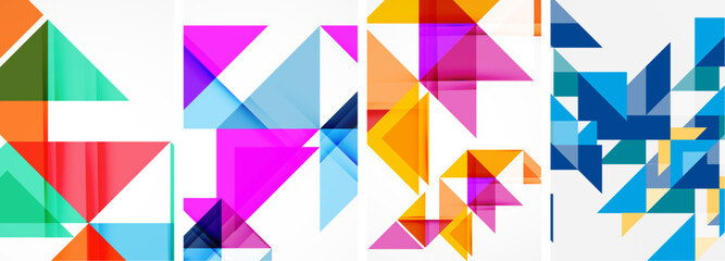 Set of abstract random triangle composition backgrounds. Vector illustration for for wallpaper, business card, cover, poster, banner, brochure, header, website