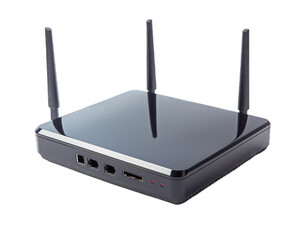 Wireless router isolated on white background. Wi-Fi Router isolated on png transparent background.