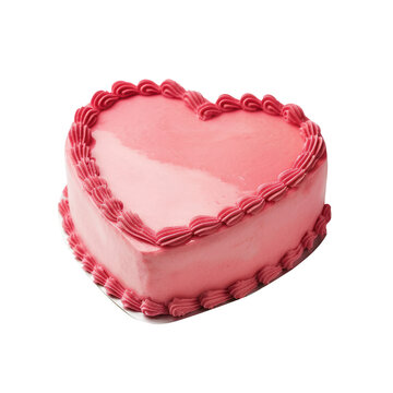 heart shaped cake for valentines day isolated on transparent background