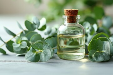 eucalyptus oil extract with isolated table professional photography