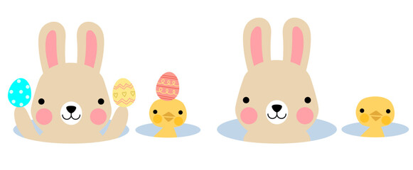 Easter bunny rabbits and Easter eggs, Welcome spring season, 