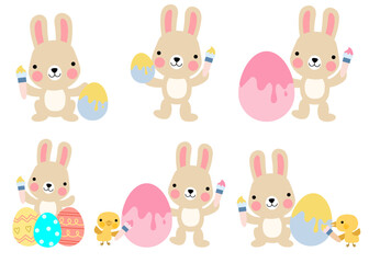 Easter bunny rabbits and Easter eggs, Welcome spring season, 
