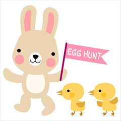 Obraz na płótnie Canvas Easter bunny rabbits and Easter eggs, Welcome spring season, 