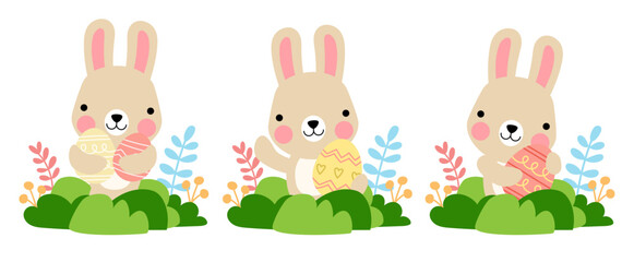 Easter bunny rabbits and Easter eggs, Welcome spring season, 