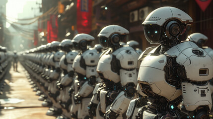 Fototapeta premium Robots' artificial intelligence army, 
