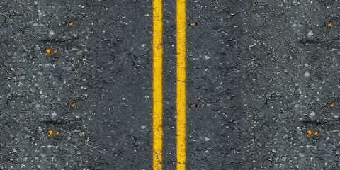 Fototapeta premium Asphalt road with Yellow road line, transportation safety concept, driving directions, road trip, navigation app, travel blog, traffic control, highway infrastructure, urban transportation.