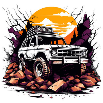 off-road car illustration for t-shirt images