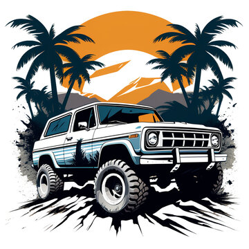 off-road car illustration for t-shirt images