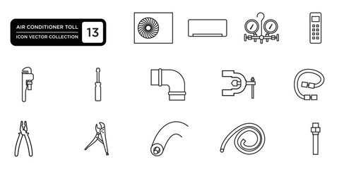 air conditioner icon collection .vector icon templates can be edited and resized.