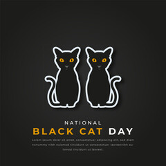 National Black Cat Day Paper cut style Vector Design Illustration for Background, Poster, Banner, Advertising, Greeting Card