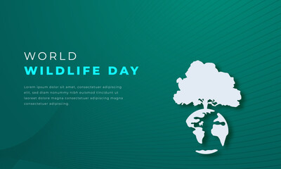 World Wildlife Day Paper cut style Vector Design Illustration for Background, Poster, Banner, Advertising, Greeting Card