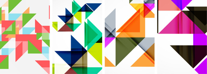 Triangle poster geometric background set