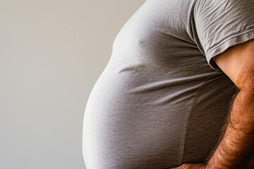 close up picture of big belly of the man