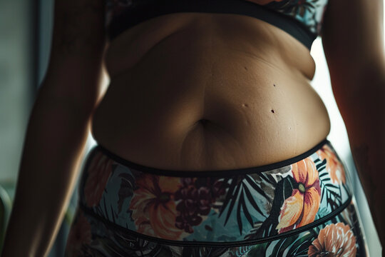 close up picture of cellulite on woman belly