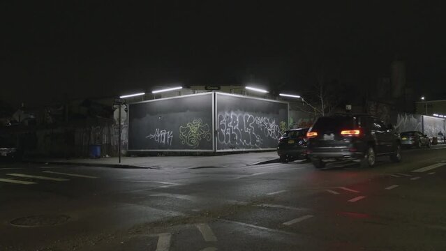 Graffiti on an abandoned street corner