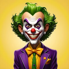 Funny joker is on an yellow background representing April fool or any such event