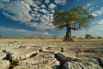 tree on the dry desert floor