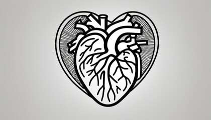 A black and white heart with a cross through it