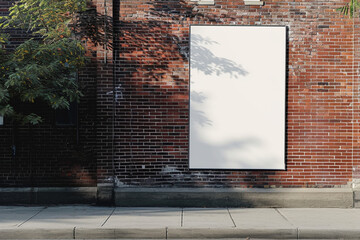 blank billboard on the red brick wall