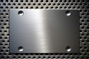 Steel metal plate with rivets over grid metallic   background