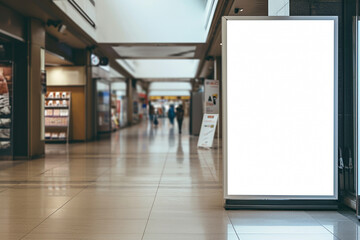 white billboard in the shopping mall - obrazy, fototapety, plakaty