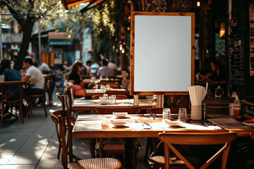blank billboard in the restaurant