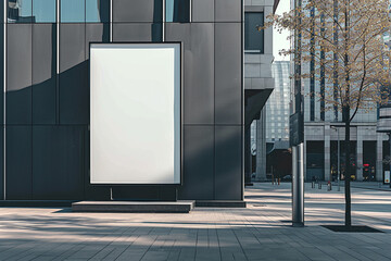 blank billboard by the building - obrazy, fototapety, plakaty
