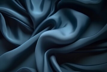 Obraz premium pickled bluewood color satin fabric silk for background. blue fabric textile drape with crease wavy folds, wind movement, background, texture.
