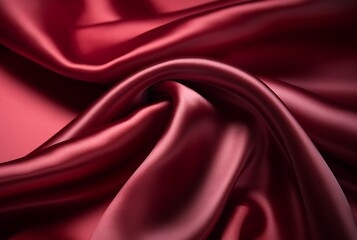 Obraz premium burgundy red color satin fabric silk for background. rustic red fabric textile drape with crease wavy folds, wind movement, background, texture.