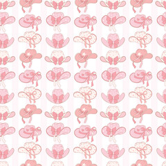 Coquette Pink cowgirl hat pattern seamless, Preppy Girly Western Digital Paper isolated on white background.