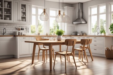 Interior design. Generative ai, Modern spacious villa apartment.