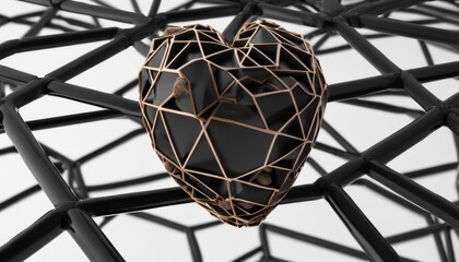 A heart made of metal mesh