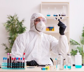 Doctor working in lab in coronavirus COVID-19 concept
