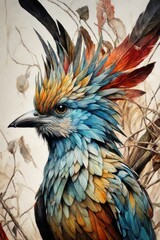 a Marvelous abstract color paint splash parrot, Generative ai.