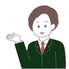スーツの男性が手のひらを上に向けているイラスト